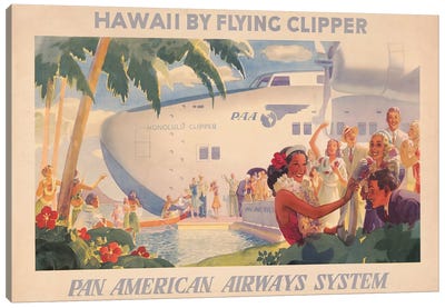 Hawaii By Flying Clipper, Pan American Airways System, Circa 1938 Canvas Art Print - Cream Art