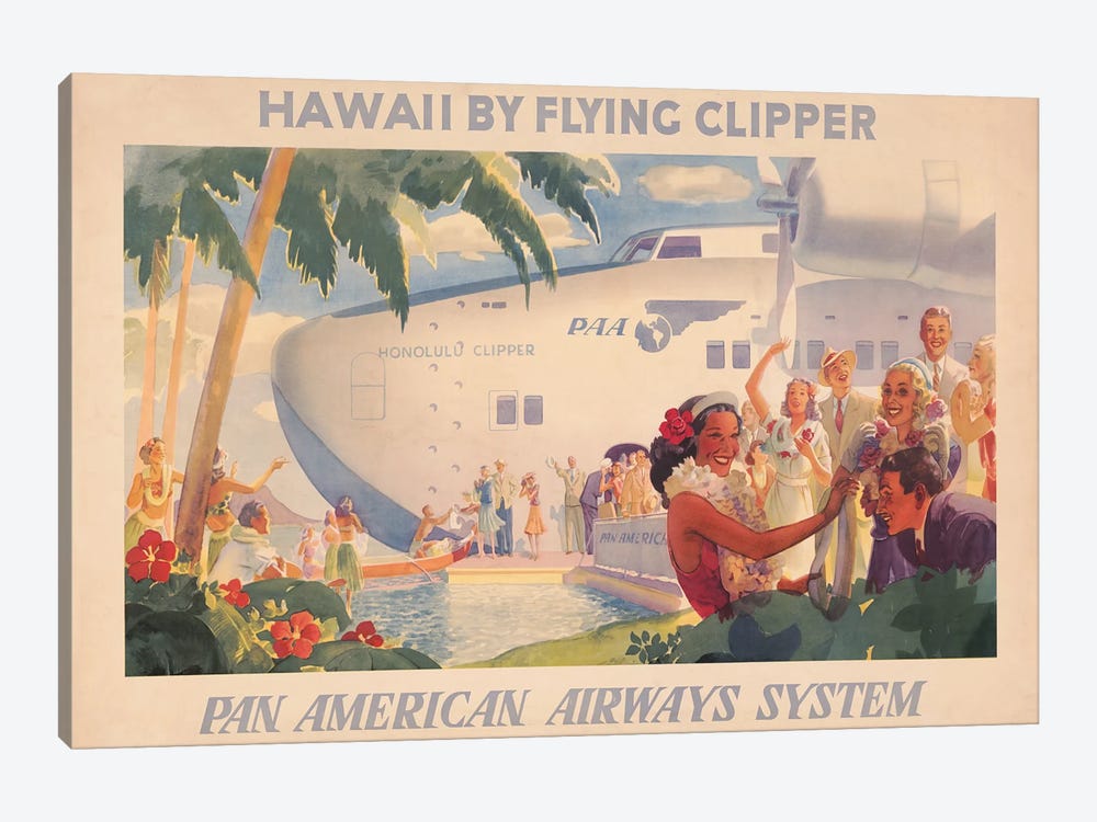 Hawaii By Flying Clipper, Pan American Airways System, Circa 1938 by Stocktrek Images 1-piece Canvas Wall Art