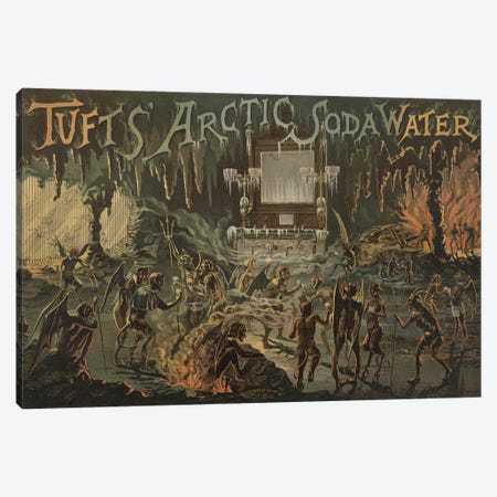 Vintage Advertisement For Tufts' Arctic Soda Water Devils And Demons In A Fiery Hell Gather Around A Large Bar Canvas Print #TRK3955} by Stocktrek Images Canvas Artwork