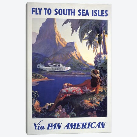 Vintage Pan Am Advertisement, Circa 1938 Canvas Print #TRK3962} by Stocktrek Images Canvas Artwork