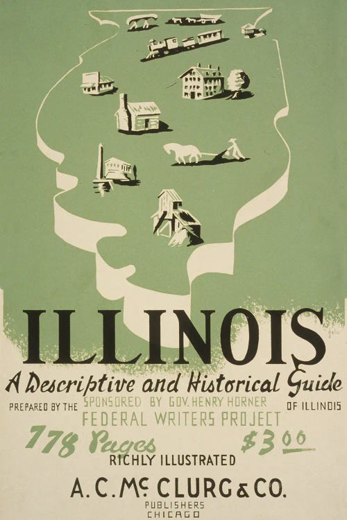 Vintage Poster For Federal Writers' Project Advertising American Guide Series Volume On Illinois