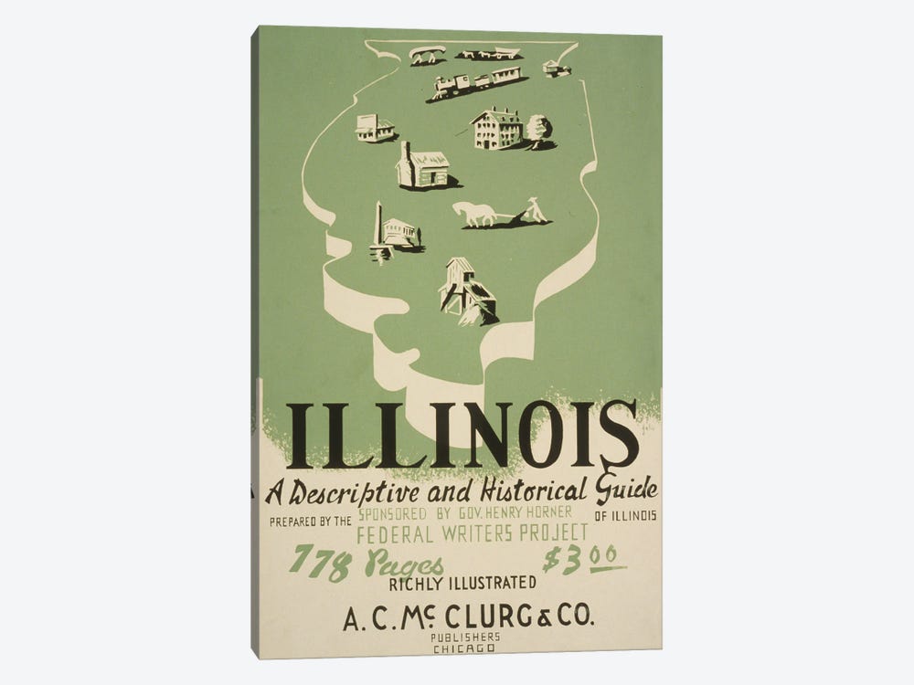 Vintage Poster For Federal Writers' Project Advertising American Guide Series Volume On Illinois by Stocktrek Images 1-piece Canvas Artwork