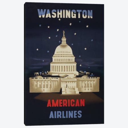 Vintage Travel Poster For American Airlines To Washington DC, Circa 1950 Canvas Print #TRK3975} by Stocktrek Images Canvas Artwork