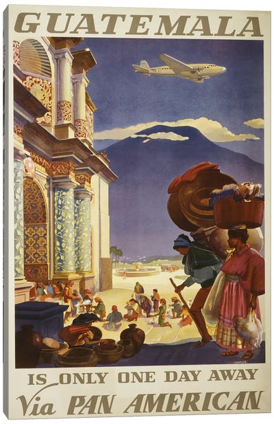 Vintage Travel Poster For Guatemala, Circa 1938 Canvas Art Print