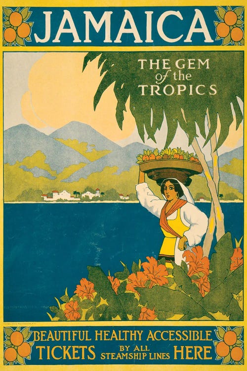 Vintage Travel Poster For Jamaica, The Gem Of The Tropics, Circa 1910