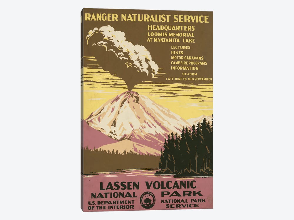 Vintage Travel Poster For Lassen Volcanic National Park, Ranger Naturalist Service, Circa 1938 by Stocktrek Images 1-piece Art Print