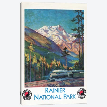 Vintage Travel Poster For Rainier National Park, Northern Pacific North Coast Limited, Circa 1920 Canvas Print #TRK3988} by Stocktrek Images Canvas Art