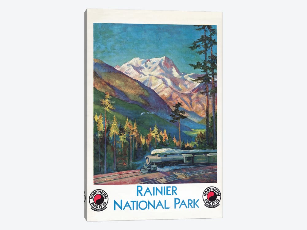Vintage Travel Poster For Rainier National Park, Northern Pacific North Coast Limited, Circa 1920 by Stocktrek Images 1-piece Canvas Art Print