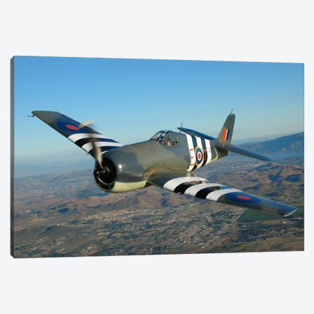 F6F Hellcat Flying Over Chino, California Canvas Print #TRK398} by Phil Wallick Canvas Art Print
