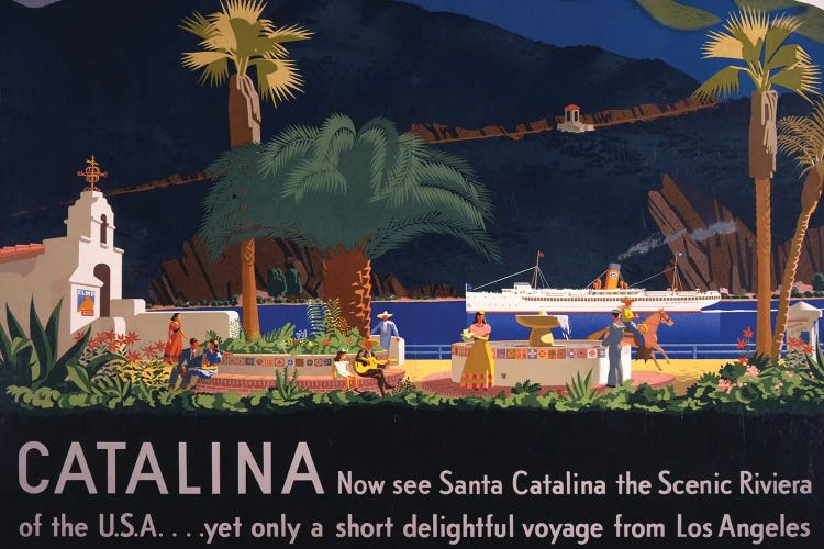 Vintage Travel Poster For Tourism To Santa Catalina Island, California, Circa 1935