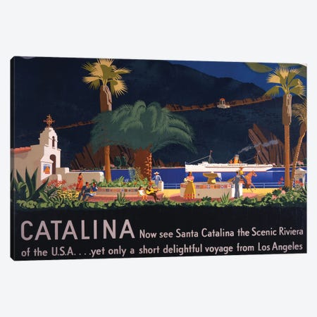 Vintage Travel Poster For Tourism To Santa Catalina Island, California, Circa 1935 Canvas Print #TRK3990} by Stocktrek Images Canvas Print