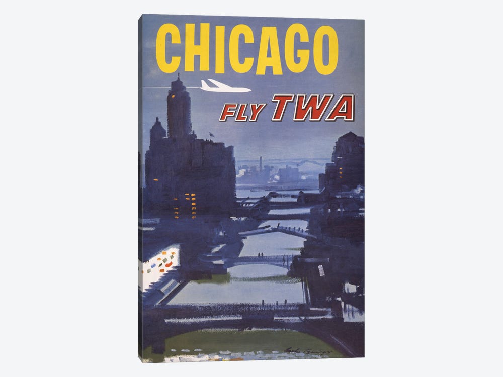 Vintage Travel Poster For Trans World Airlines Flights To Chicago, Circa 1960 by Stocktrek Images 1-piece Art Print