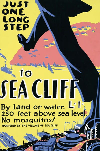 Vintage Travel Posters: Vintage Travel Poster Promoting Sea Cliff, Long Island For Tourism by Stocktrek Images