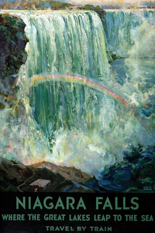 Vintage Travel Poster Showing Niagara Falls With A Rainbow In The Mist, Circa 1925 by Stocktrek Images wall art