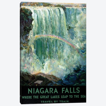 Vintage Travel Poster Showing Niagara Falls With A Rainbow In The Mist, Circa 1925 Canvas Print #TRK4010} by Stocktrek Images Canvas Art Print