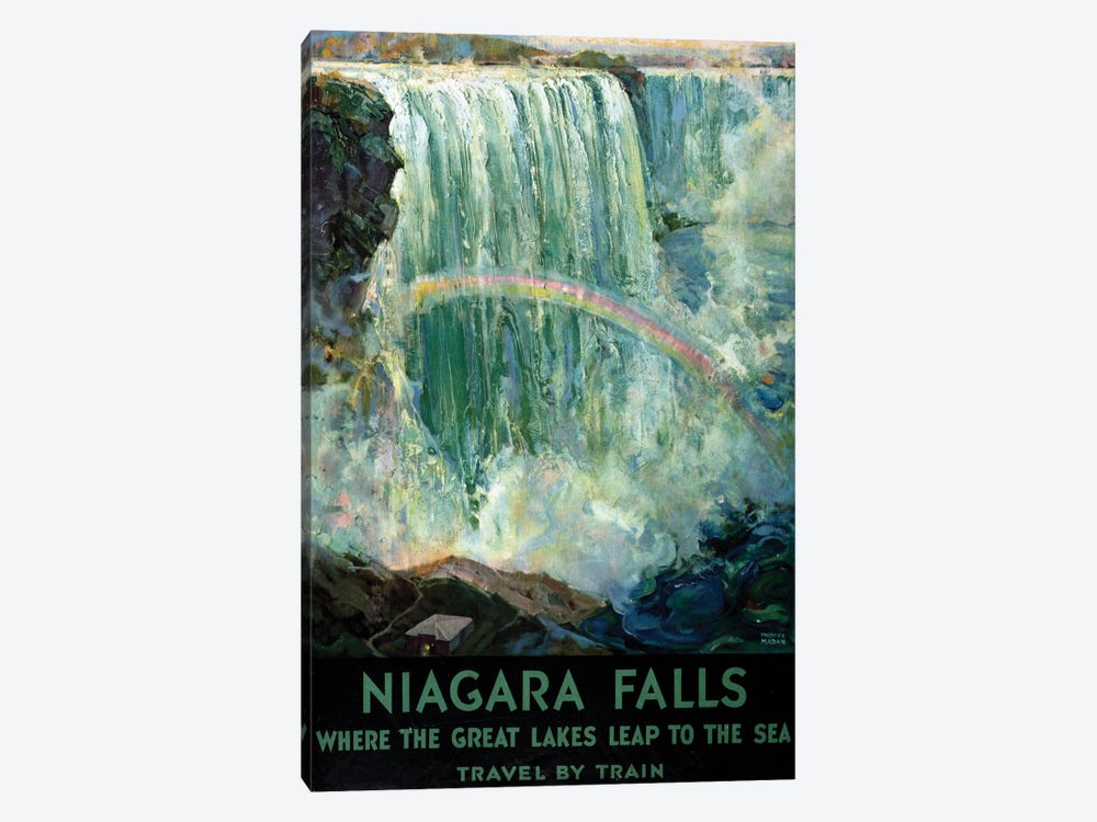 Vintage Travel Poster Showing Niagara Falls With A Rainbow In The Mist, Circa 1925 by Stocktrek Images 1-piece Canvas Artwork