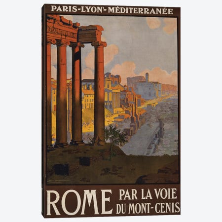 Vintage Travel Poster Showing The Roman Forum At Dawn Canvas Print #TRK4014} by Stocktrek Images Canvas Artwork
