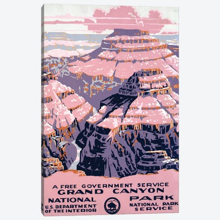 Vintage Travel Poster Shows Views Of Grand Canyon National Park, A Free Government Service, Circa 1938 Canvas Print #TRK4018} by Stocktrek Images Canvas Print