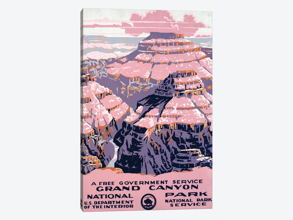 Vintage Travel Poster Shows Views Of Grand Canyon National Park, A Free Government Service, Circa 1938 by Stocktrek Images 1-piece Canvas Wall Art