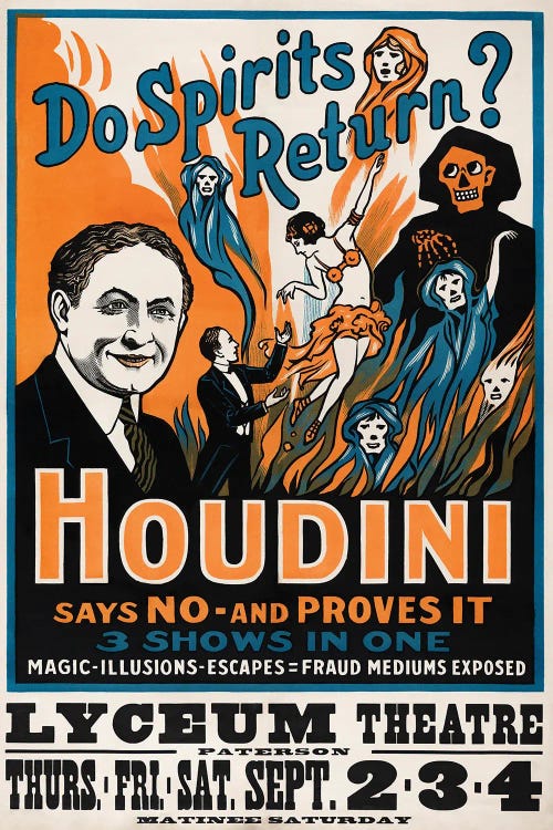 A Theatre Poster For Harry Houdini's Performance At The Lyceum Theatre In London