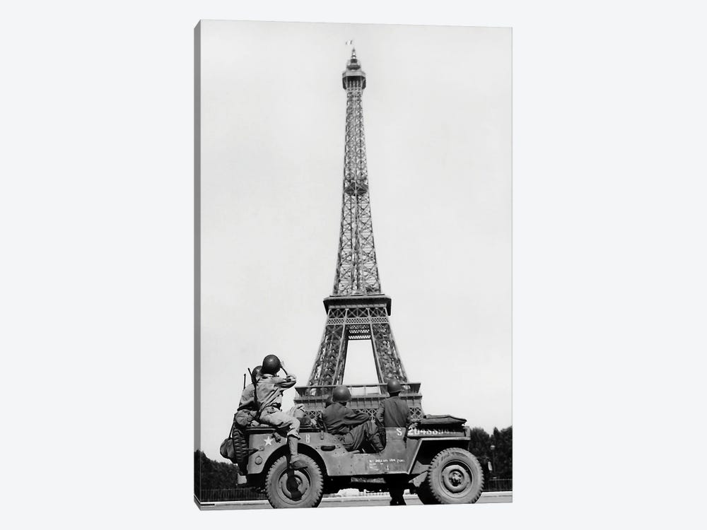 American Soldiers Viewing The Eiffel Tower After The Liberation Of Paris France, 1944 by Vernon Lewis Gallery 1-piece Canvas Art