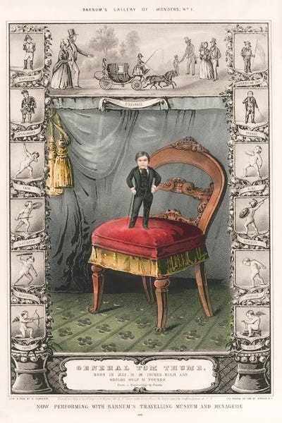 General Tom Thumb, A Dwarf Who Performed For PT Barnum's Circus by Vernon Lewis Gallery framed canvas print