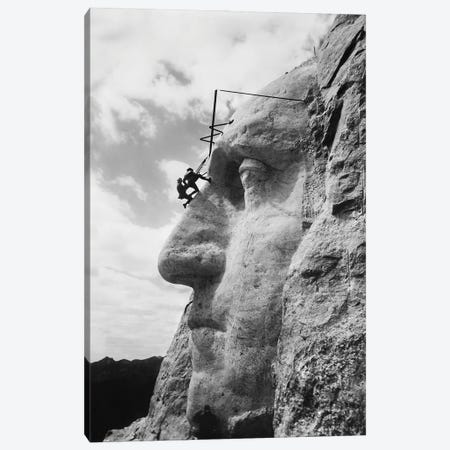 Gutzon Borglum Inspecting Work On The Face Of President Washington, Mt Rushmore, South Dakota Canvas Print #TRK4034} by Vernon Lewis Gallery Canvas Art