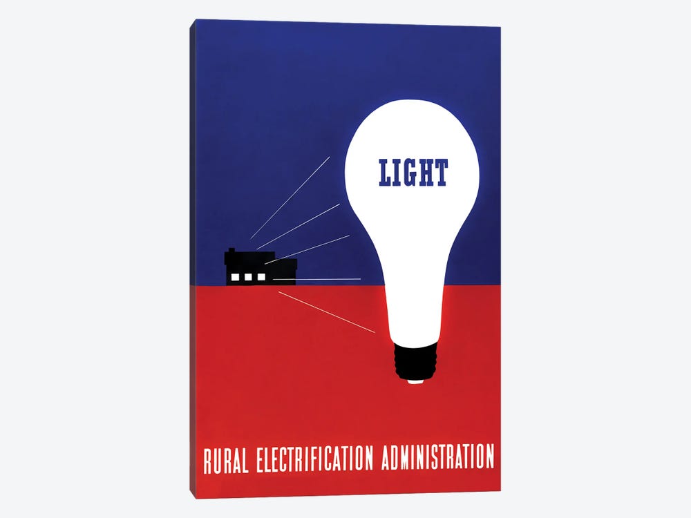 Mid 20th Century Artwork Created For Teh Rural Electrification Administration by Vernon Lewis Gallery 1-piece Canvas Art Print