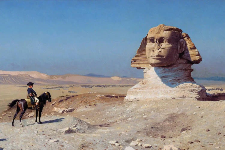 Napoleon Bonaparte On Horseback Standing In Front Of The Great Sphinx Of Giza