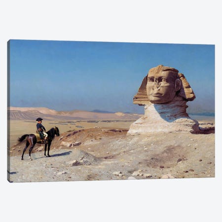 Napoleon Bonaparte On Horseback Standing In Front Of The Great Sphinx Of Giza Canvas Print #TRK4036} by Vernon Lewis Gallery Canvas Art