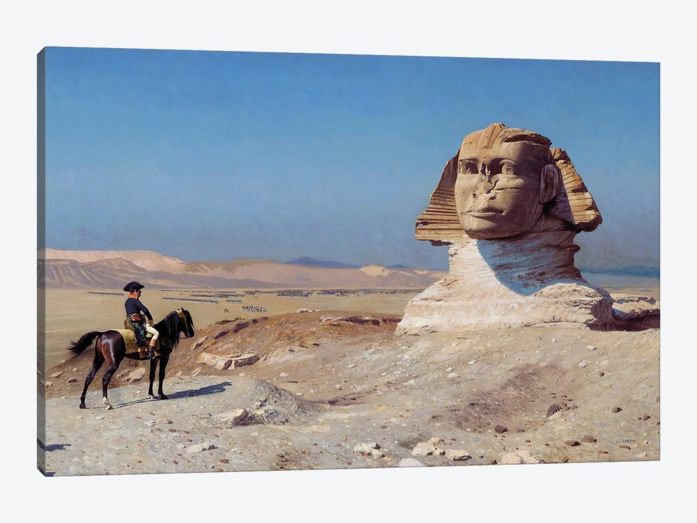 Napoleon Bonaparte On Horseback Standing In Front Of The Great Sphinx Of Giza by Vernon Lewis Gallery 1-piece Canvas Artwork