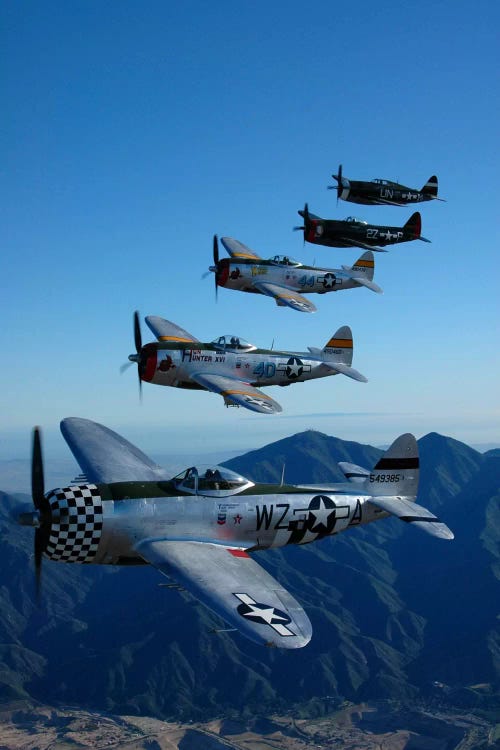 Formation Of P-47 Thunderbolts Flying Over Chino, California I