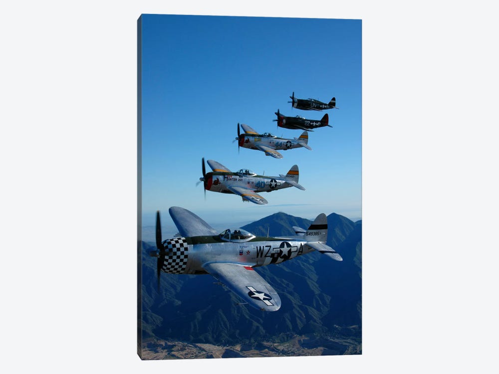 Formation Of P-47 Thunderbolts Flying Over Chino, California I by Phil Wallick 1-piece Art Print