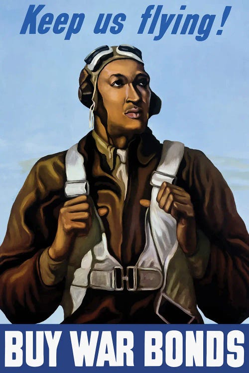 US Military Propaganda Image Of A Tuskegee Airman by Vernon Lewis Gallery wall art
