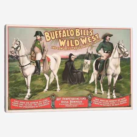 Vintage Entertainment Poster Of Napoleon Bonaparte And Buffalo Bill On Horseback Canvas Print #TRK4045} by Vernon Lewis Gallery Canvas Print