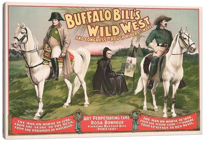 Vintage Entertainment Poster Of Napoleon Bonaparte And Buffalo Bill On Horseback Canvas Art Print - Vernon Lewis Gallery