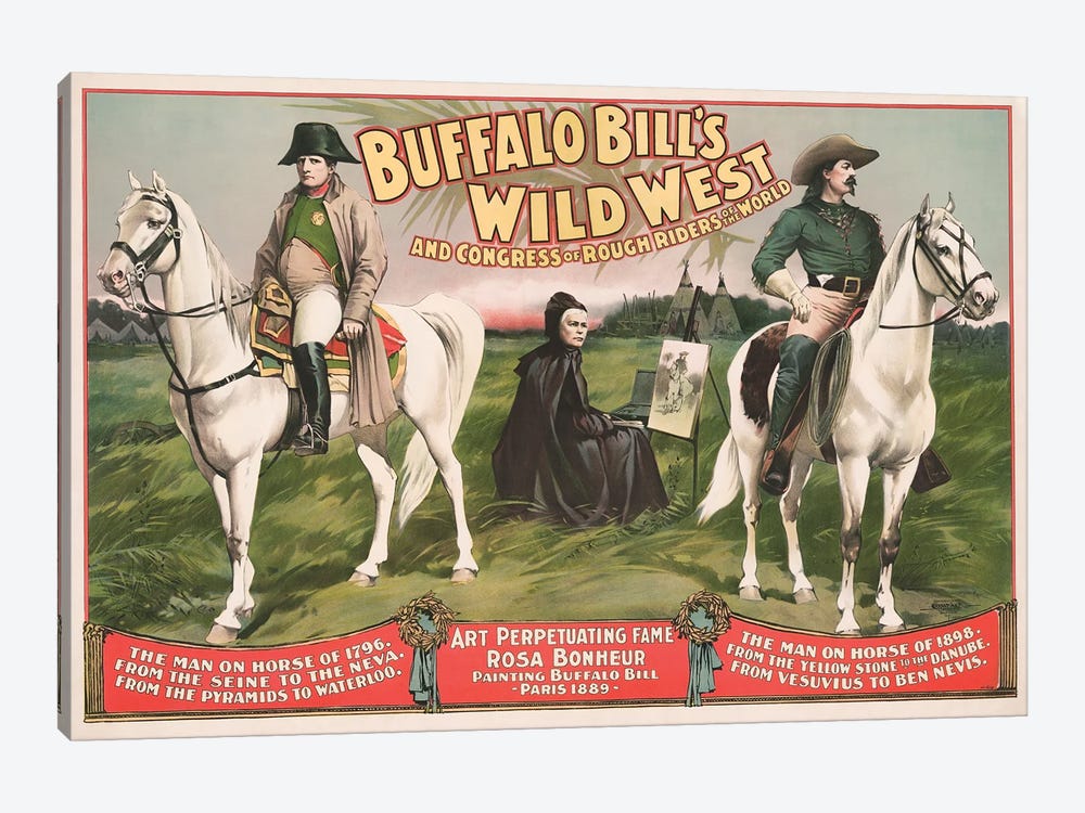 Vintage Entertainment Poster Of Napoleon Bonaparte And Buffalo Bill On Horseback by Vernon Lewis Gallery 1-piece Canvas Artwork