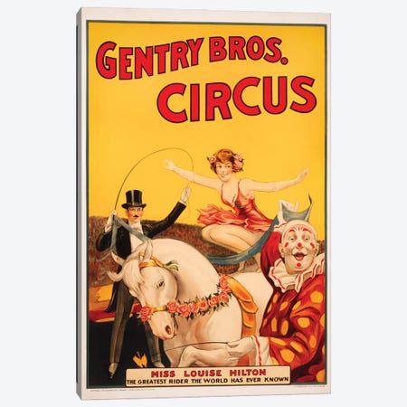 Vintage Gentry Bros Circus Poster Canvas Print #TRK4046} by Vernon Lewis Gallery Canvas Art Print