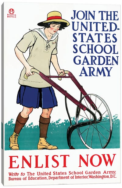 Vintage Military Poster Encouraging People To Join The United States School Garden Army Canvas Art Print - Vernon Lewis Gallery