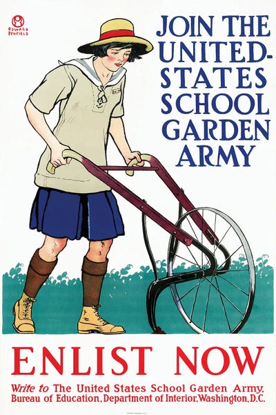 Vernon Lewis Gallery: Vintage Military Poster Encouraging People To Join The United States School Garden Army by Vernon Lewis Gallery