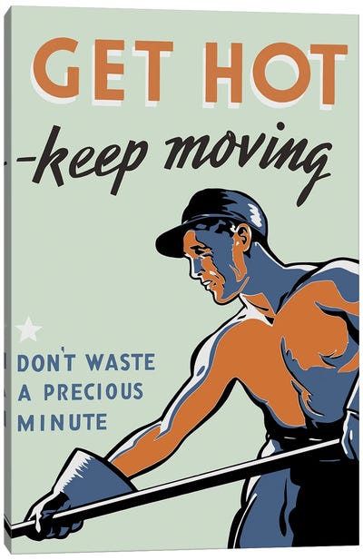 Vintage Propaganda Poster Featuring A Worker Shoveling Coal Canvas Art Print - Vernon Lewis Gallery