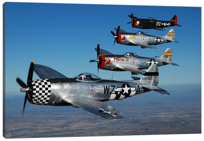 Formation Of P-47 Thunderbolts Flying Over Chino, California II Canvas Art Print