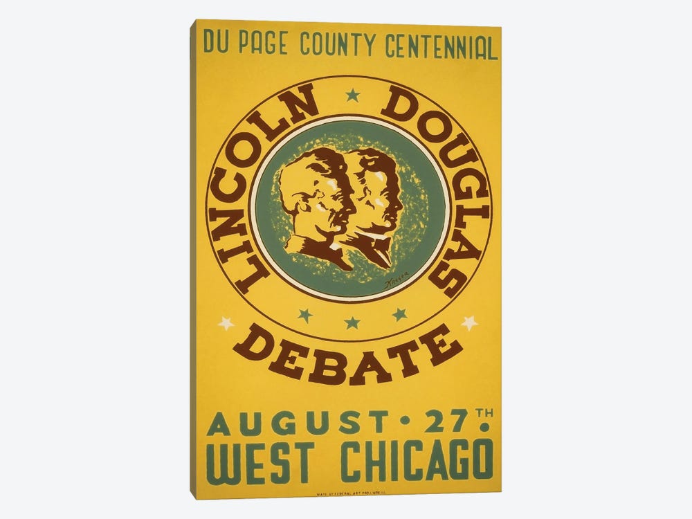 Vintage WPA Poster Advertising A Reenactment Of The Lincoln-Douglas Debate by Vernon Lewis Gallery 1-piece Canvas Wall Art