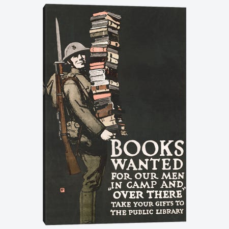 World War I Print Encouraging People To Donate Books For Soldiers During The First World War Canvas Print #TRK4053} by Vernon Lewis Gallery Art Print