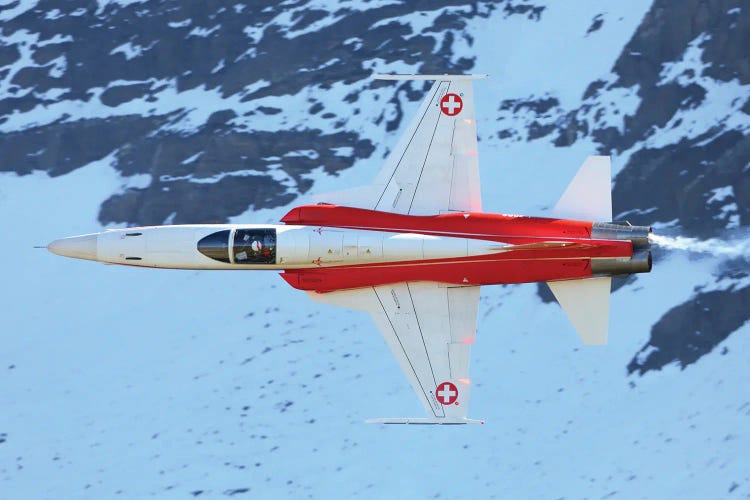 A F-5E Tiger II Jet Fighter Of The Patrouille Suisse Aerobatic Team Of The Swiss Air Force