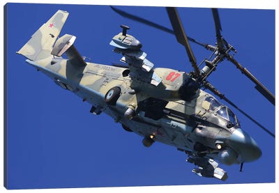 A KA-52 Attack Helicopter Of The Russian Air Force Performing A Demonstration Flight Canvas Art Print