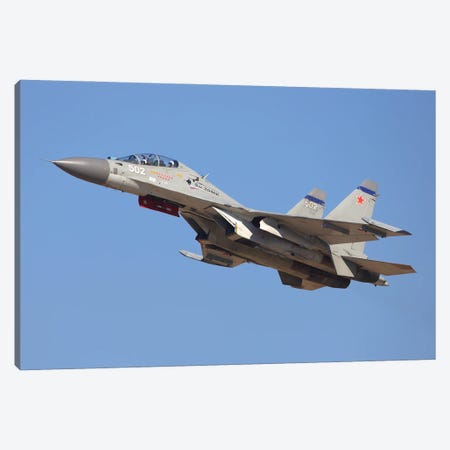 A Su-30Mk Jet Fighter Of The Russian Air Force Taking Off, Zhukovsky, Russia Canvas Print #TRK4057} by Artem Alexandrovich Canvas Art