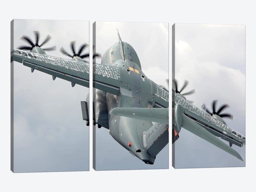A400M Military Transport Airplane Taking Off by Artem Alexandrovich 3-piece Canvas Print