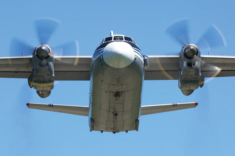 An An-26 Military Transport Airplane Of The Russian Air Force Taking Off, Vladimir, Russia