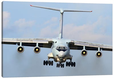 An Il-76Md Military Transport Aircraft Of The Russian Air Force Prepares For Landing Canvas Art Print - Jordy Blue